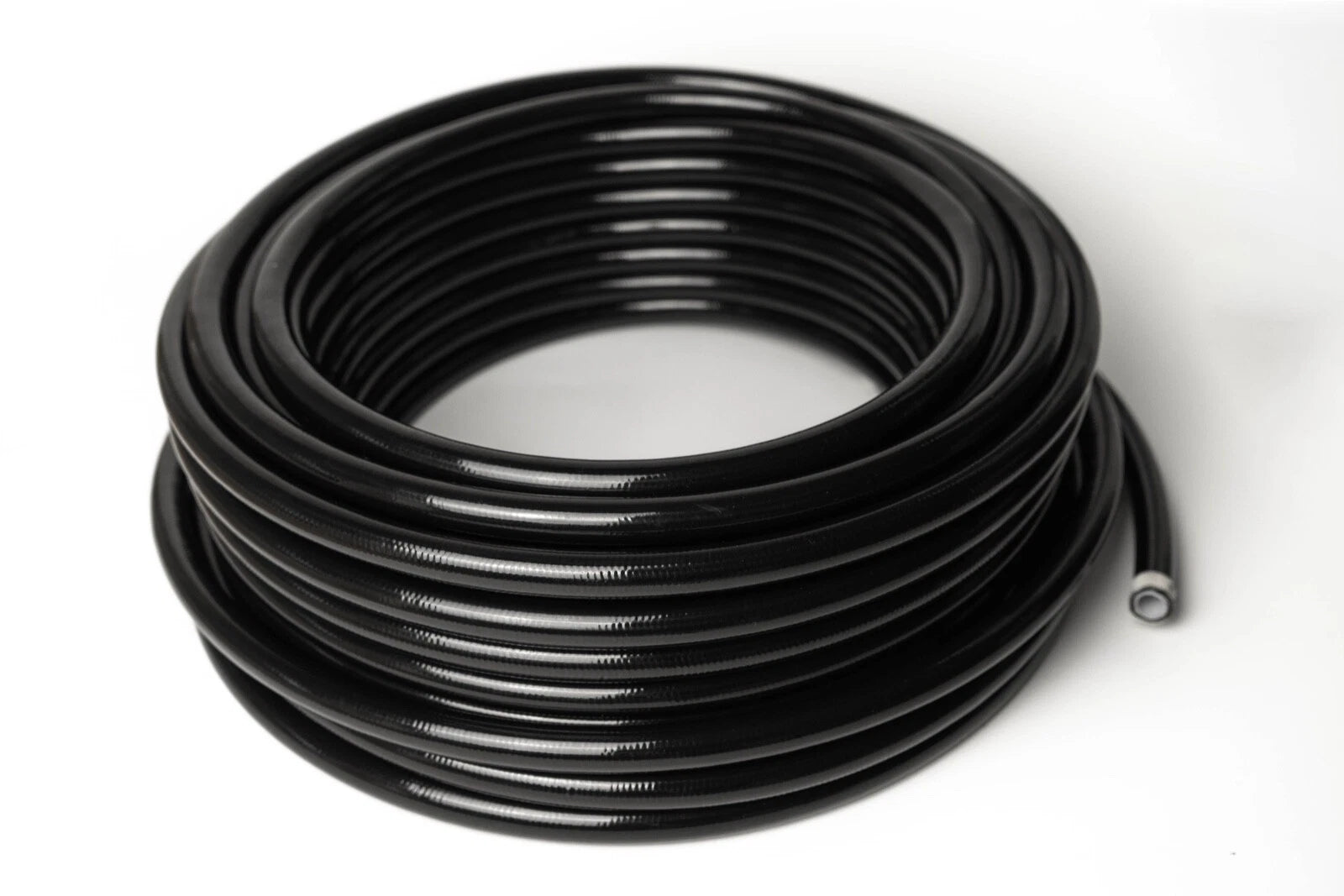 AN-06 PTFE hose with stainless steel over braid and black PVC coat
